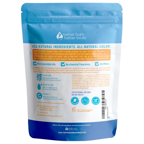 Detox Foot Soak Salts 32 Ounces with Lemon, Peppermint, Lavender Frankincense Essential Oils BPA Free Pouch with Easy Press-Lock Seal Soothe Athletes Foot, Soften Calluses, Relax Tired Feet