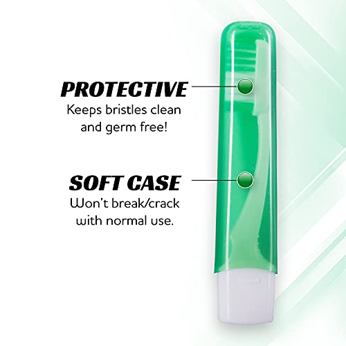 Mini Travel Toothbrush with Cover - Camping Size, Medium Bristles, 50 Pack - Adult Kit (Case-Medium Variation)