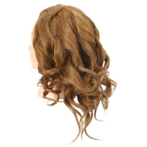 Mannequin Head for Hair Styling & Cosmetology Practice - Straight Tan, 100% Human Hair