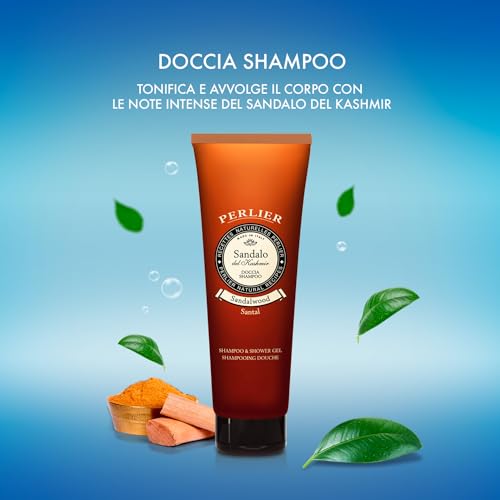 Perlier: "Sandalo del Kashmir" Shampoo & Shower Gel, Sandalwood Scent 8.4 Fluid Ounces (250mL) Tube [ Italian Import ]