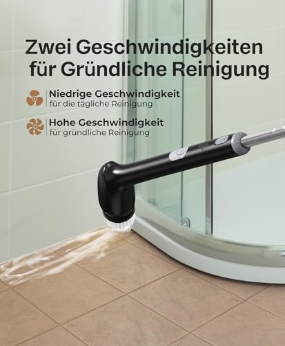 Black Electric Cleaning Brush with IPX7 Waterproof & 42-Inch Handle - Dark Black