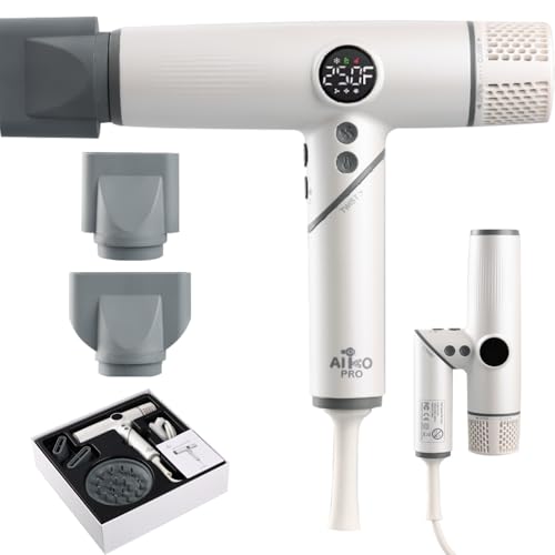 Ionic Hair Dryer 1800W Fast Drying Travel Blow Dryer with Foldable Design and Magnetic Nozzles