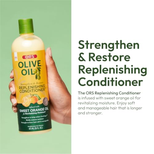 ORS Olive Oil Classics Replenishing Conditioner with Sweet Orange Oil for Revitalizing Moisture 16.0 oz (Pack of 3)