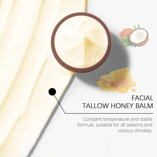 Natural Facial Balm with Beef Tallow, Honey & Coconut Oil - Anti-Aging Moisturizer