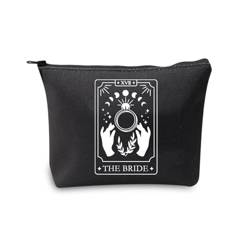 JXGZSO Witchy Bride Gift Tarot Card The Bride Cosmetic Bag Tarot Card Lover Gift Celestial Bachelorette Gift Tarot Wedding Gift (Witchy Bride Gift Black)