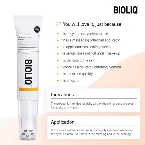 Bioliq - Pro Intensive Eye Serum - Hyaluronic Acid for Moisturizing, Wheat Sprout Extract for Wrinkle Smoothing, Dark Circle, Cooling Roller - 15 ml