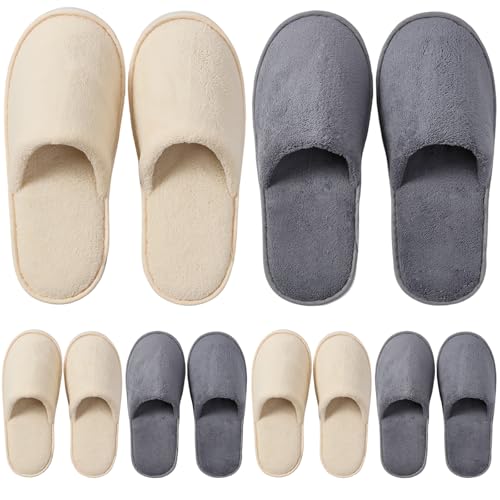 DECOUE 6 Pairs Disposable Slippers for Guest, Non Slip Spa Slides Washable Reusable House Shoes Hotel Indoor Slippers for Women Men, Home,Travel