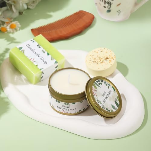 Green Spa Gift Basket for Women - Cozy Care Package with Candle & Accessories
