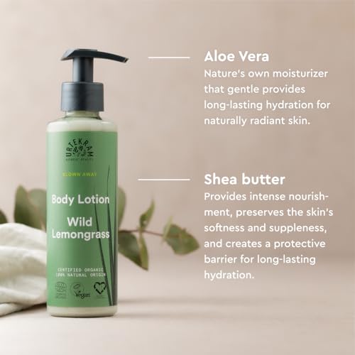Urtekram Body Lotion - Wild Lemongrass - All Skin Types - 245 ml, Vegan, Organic, Moisturizing, Natural Origin