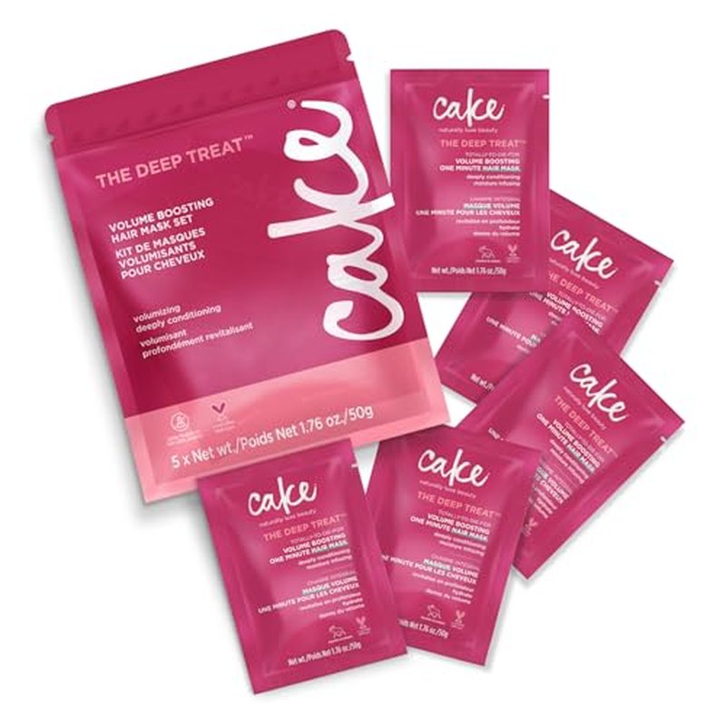 Cake Beauty Travel Hair Mask Set ? Volumizing & Moisturizing Deep Treatment for Dry Hair ? Hydrolyzed Rice Protein ? TSA-Friendly, 5 x 1.76 oz Value Pack