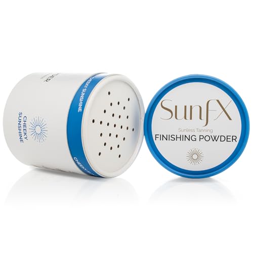 SunFX Post Spray Tan Translucent Finishing Powder | Talc Free | Sunless Tanning Powder with Large Professional Fan Dusting Brush | Cheeky-Sunshine