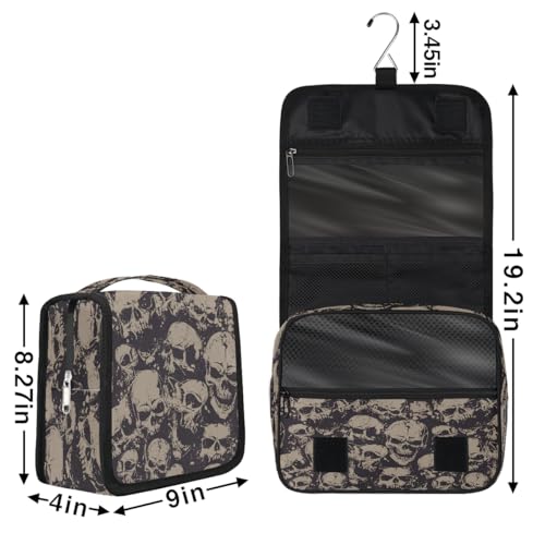 Travel Toiletry Bag for Women & Men Bohemian Skull Cool Hanging Cosmetic Organizer Portable Waterproof Makeup Case Make Up Bag with Compartments Travel Essentials for Bathroom Shower