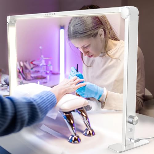 White Portable LED Desk Lamp for Nail Tech with 3 Color Modes & Adjustable Brightness