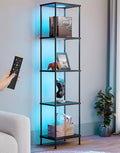 Black Display Shelf Floor Lamp with RGBW Color Changing Light and Shelves