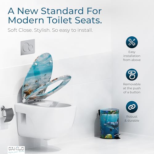 Sanilo Waterworld Elongated Wooden Toilet Seat with Soft Close & Quick Release