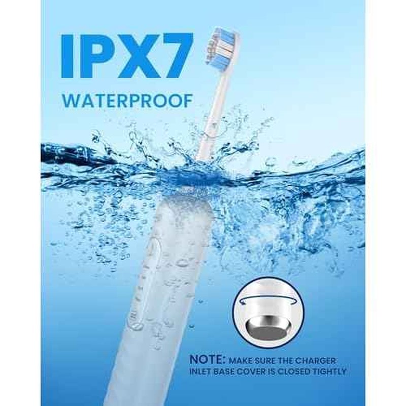 Electric Toothbrush with Water flosser, 3 in 1 Teeth Cleaning Kit with 7 Modes, Electric Toothbrush and flosser Combofor Adults, Water Flosser Portable for Travel and Home (White)