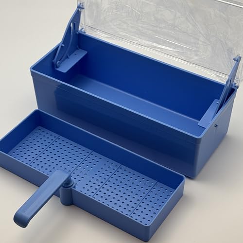 Portable Nail Art Tool Sterilizer Tray with Strainer and Cover - Blue