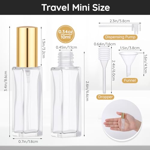 40 Pcs 10ml Glass Travel Perfume Atomizers Refillable Mist Spray Bottles