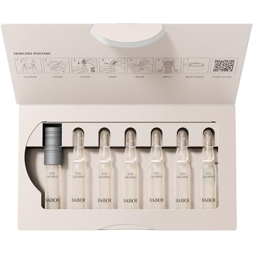 BABOR SOS Calming Ampoule Serum Concentrates, Soothing Serum to Treat Irritated Skin, Reduce Redness and Strengthen Skin Barrier, 7 Day Treatment