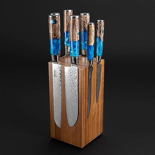 Senken Rotating Magnetic Knife Block with Natural Acacia Wood - 360° Rotation, Universal Knife & Tool Storage, No Knives Included