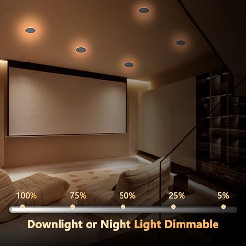 White 8 Inch LED Recessed Lights Set of 6 with Night Light Mode - CycevSun