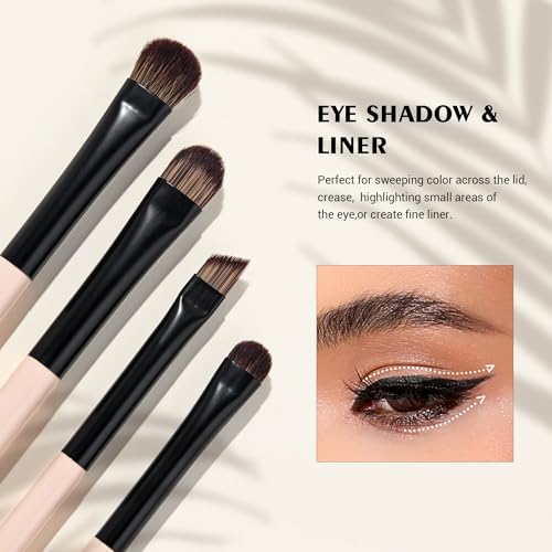 Jessup Makeup Brushes 5Pcs Eye Brush Set D-Peach Dust - Double Ended Vegan Fiber