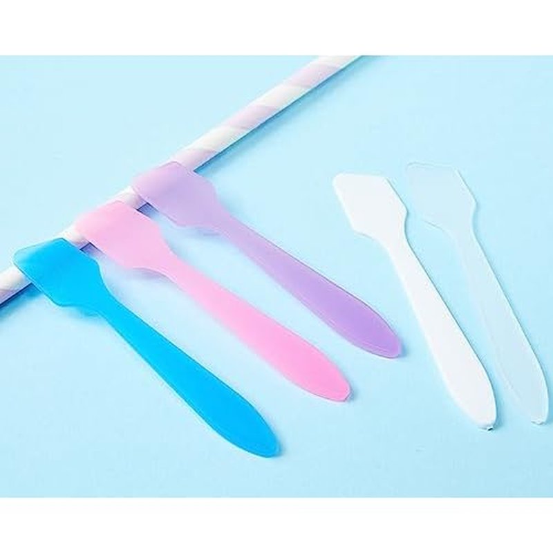 100 Pack 3.2 Inch Cosmetic Spatulas/Small Plastic Spatula for Cosmetics, Creams, Crafts/Makeup Spatula/Multipurpose Mini Applicator for Mixing Cream, Skincare, or Scraping Jars/Random Color