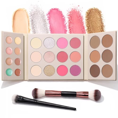 UCANBE 26 Colors Face Makeup Palette Set, All-in-One Makeup Set Includes Concealer, Highlight, Blush, Bronzer with 2 Brushes ? Multi-Use Facial Beauty Makeup Gifts Kit for Women Travel-Friendly