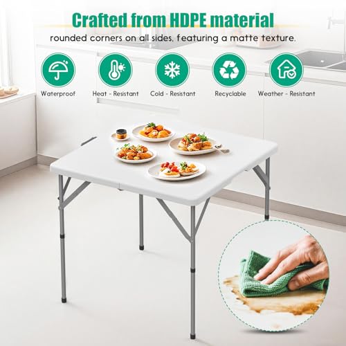 34-Inch Square Folding Card Table with Handle & Safety Lock - 3ft W-1T Variation