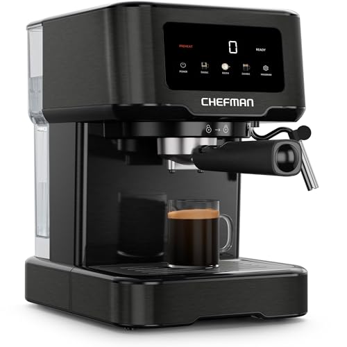 Espresso Machine with 15-Bar Pump & Steam Wand – Compact Coffee Maker for Lattes & Cappuccinos