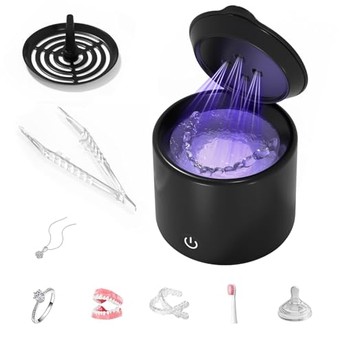 Ultrasonic Retainer Cleaner Black 48kHz Dental & Jewelry Cleaning Machine
