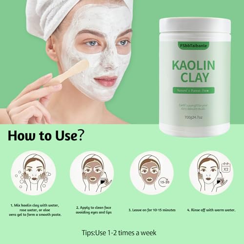 White Kaolin Clay Powder 100% Natural Ultra-Fine Cosmetic Grade Gentle & Smooth Texture for Natural DIY Skin Cleansers, Masks and Scrubs, and More(32 oz)