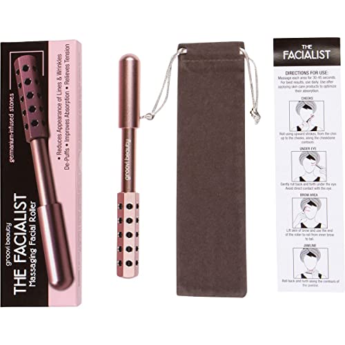 Facial Massage Roller with Germanium Stones for Lymphatic Drainage & Anti-Aging