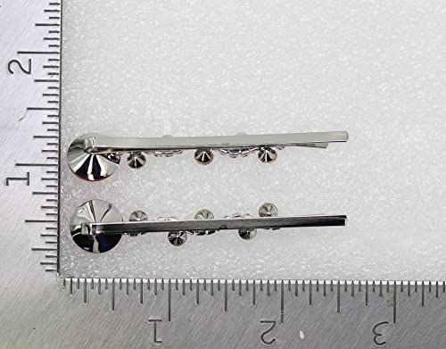 Faship Black Floral Rhinestone Hair Clips 2 Pack for Bridal & Party