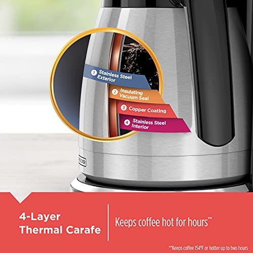 Thermal Programmable Coffee Maker with Brew Strength & Vortex Technology - Black/Steel, CM2046S