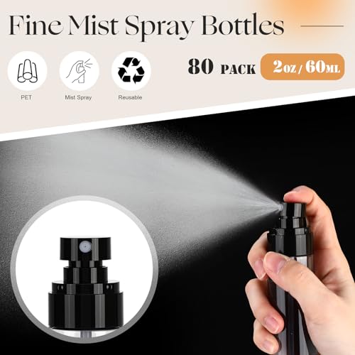 80 Pack 2oz Leak-Proof Spray Bottles for Perfume Hair & Beauty Travel