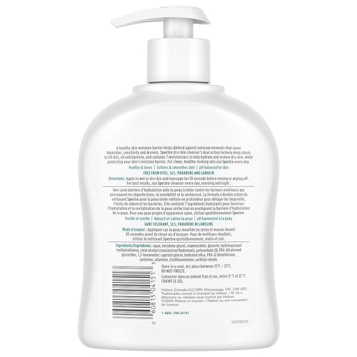 Spectro Jel Facial Cleanser 500ml - Fragrance-Free, Dry Skin Formula