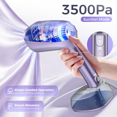 Mxnsewr Handheld Garment Steamer with 3500Pa Vacuum Suction, Fast-Heat 1200W for Wrinkle-Free Clothes