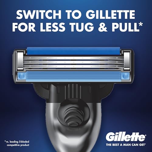 Gillette Mach3 Men's Razor with 10 Refills, 3-Blade System, Lubrication Strip - Variation of 1 Razor, 10 Refills