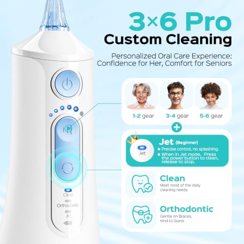 Water Dental Flosser C51 - ADA Accepted, 3 Modes 6 Pressure Settings, Arctic White
