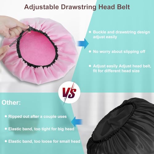 Pink & Purple XXL Adjustable Terry Cloth Shower Cap for Long Hair & Braids - Waterproof Reusable Dreadlocks Cap
