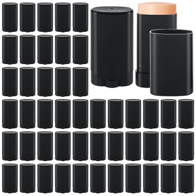 100 PCS 0.5 Oz/15 Ml Empty Deodorant Containers Black Oval Twist-Up Filling Stick 15 Ml Refillable Deodorant Tubes Empty Black Lotion Bar Sticks for Homemade Deodorant, DIY Lip Balm