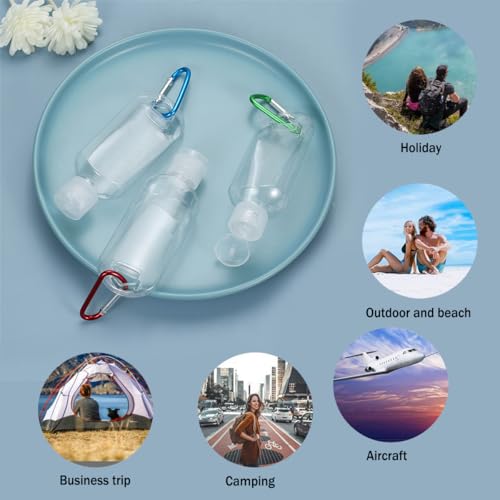 HATTIE 100 Pack Travel Clear Plastic Keychain Bottles 50ml Leakproof Refillable Squeeze