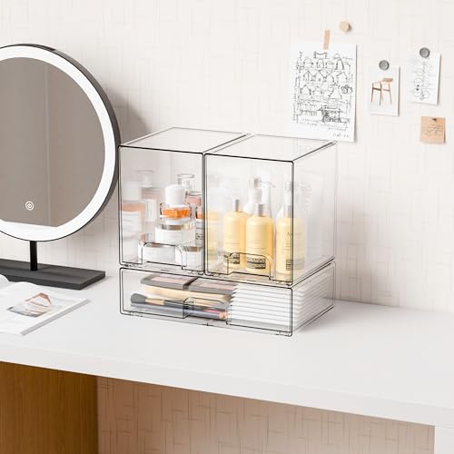Baby Bottle Organizer with Stackable Drawers - BPA Free Countertop Storage for Breast Pump Parts & Accessories