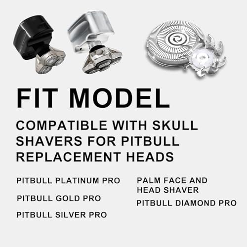Head Shaver Replacement Heads Compatible with Sk-ull Shaver Pitbull Gold PRO, Pitbull Silver PRO, Palm, Pitbull Platinum PRO, Electric Razor Replacement head for Superior Shaving (12 PACKS)