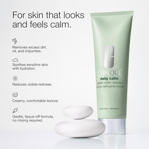 Gentle Cream Facial Cleanser for Sensitive Skin with Hyaluronic Acid - No Rinse, 4.2 Fl Oz