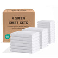 Queen Sheet Set Bulk Pack of 6 - White Hotel-Quality Microfiber Bedding