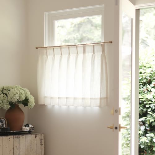 TWOPAGES Gold Cafe Curtain Rod 28-48 Inch with Rings - Adjustable Kitchen Window Drapery Support