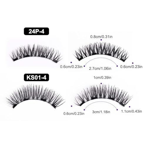Magnetic Eyelashes Kit with Applicator 2 Pairs, No Glue Needed Reusable Fake Lashes Easy to Apply, Natural Looking False Eyelashes for Women, Style B