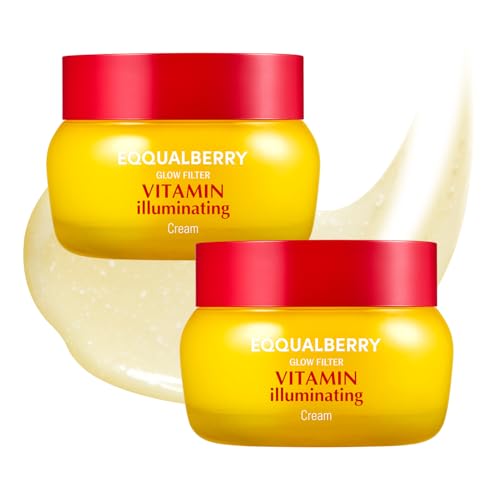 EQQUALBERRY Vitamin C & Niacinamide Face Moisturizer Double Pack - Brightening Dark Spots, Hydrating, Korean Skincare